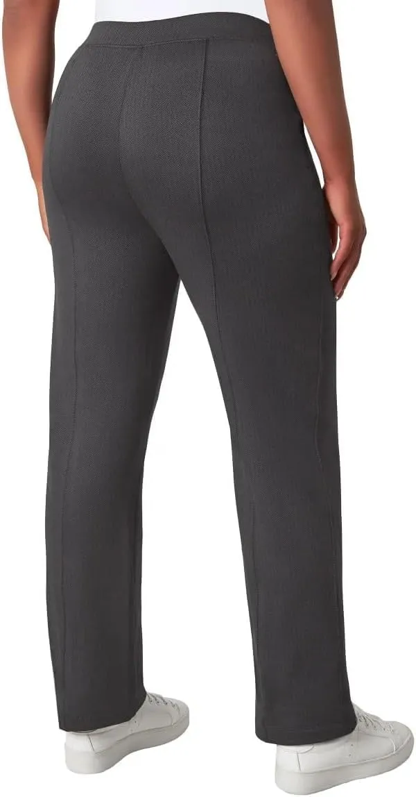 Mondetta Women's Pull-On Herringbone Straight Leg Pants