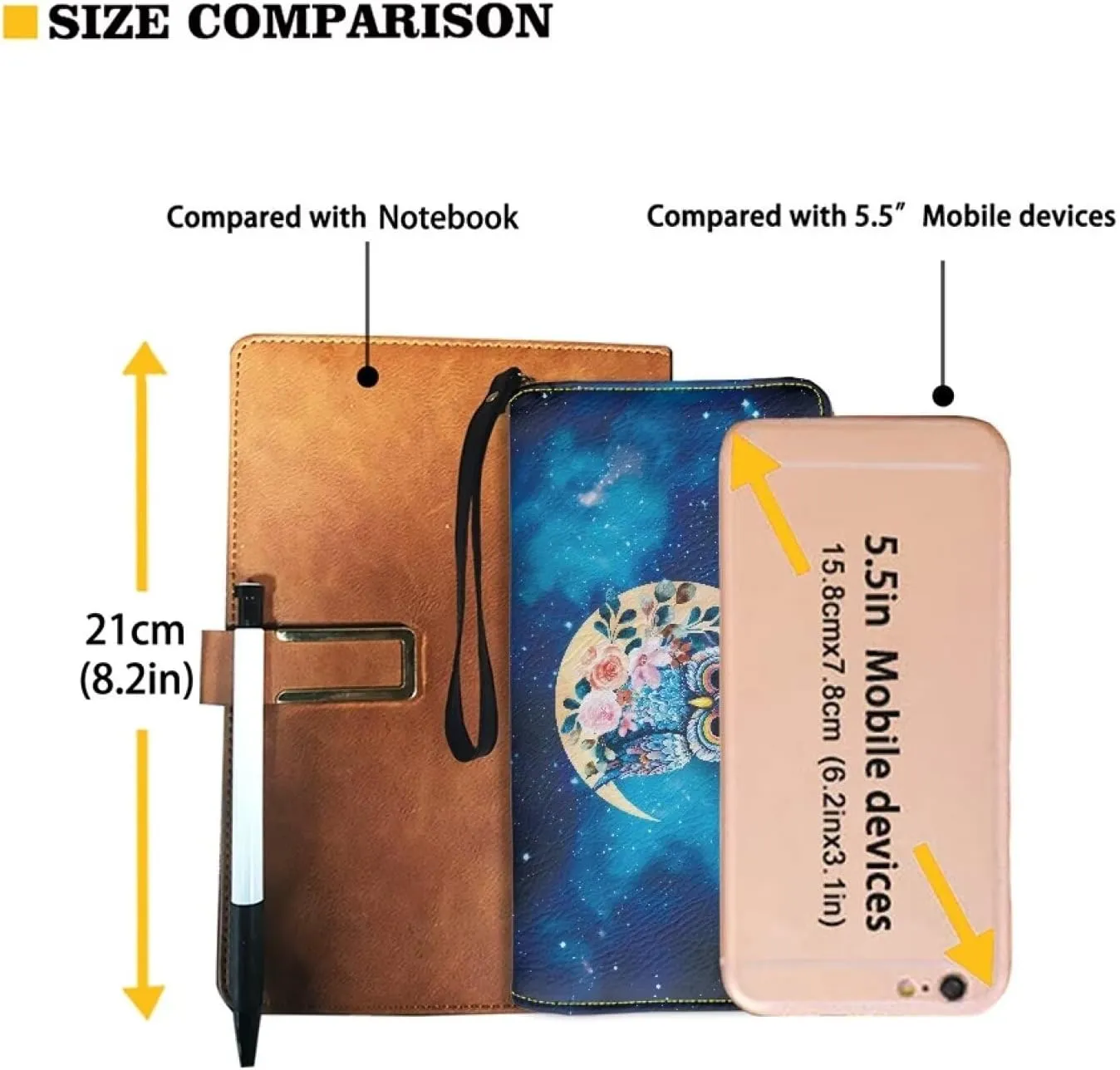 Mumeson Owl Long Wallet Design Long Leather Purse Wristlet Purse Comfort PU Wallet with Zipper Wristlet Card Holder Mini Handbags Protable Leather Wallet