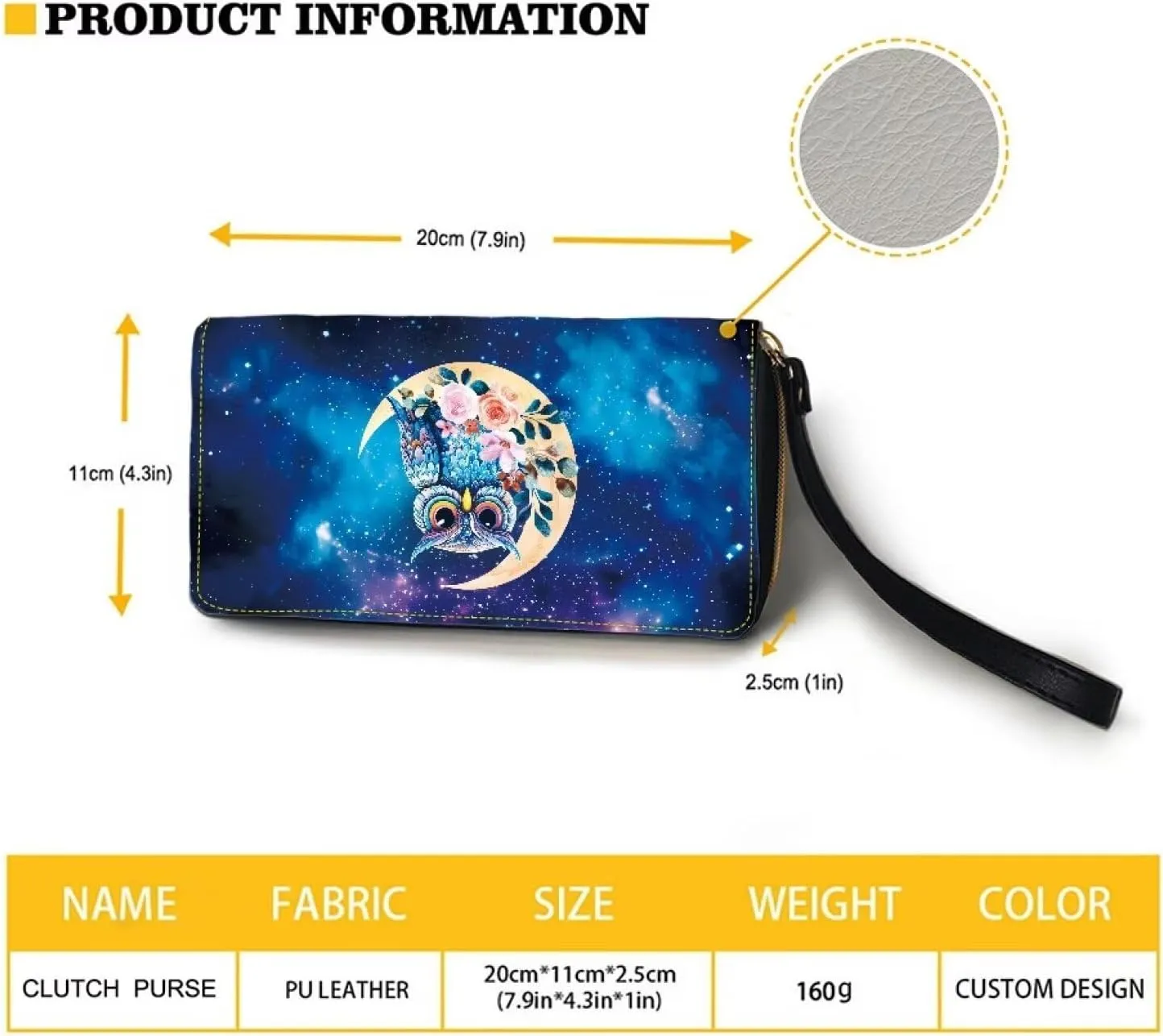 Mumeson Owl Long Wallet Design Long Leather Purse Wristlet Purse Comfort PU Wallet with Zipper Wristlet Card Holder Mini Handbags Protable Leather Wallet