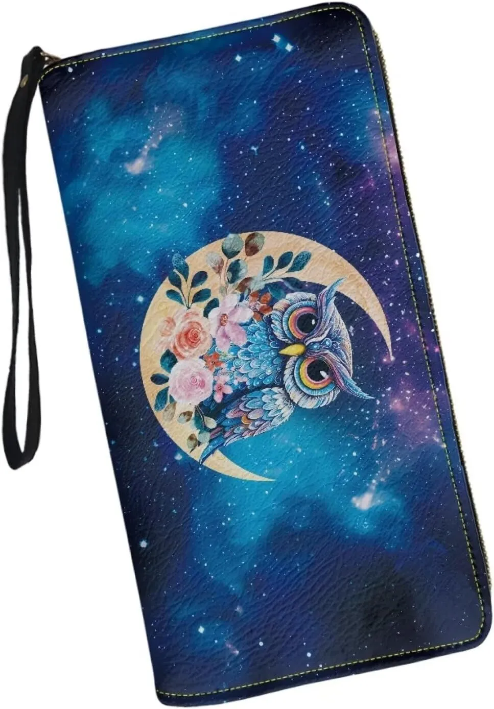 Mumeson Owl Long Wallet Design Long Leather Purse Wristlet Purse Comfort PU Wallet with Zipper Wristlet Card Holder Mini Handbags Protable Leather Wallet