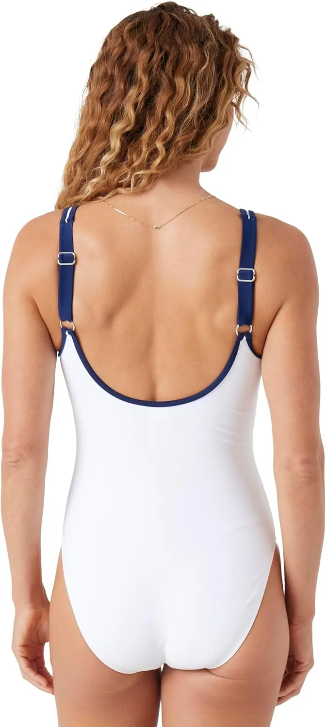 Nautica Women's One Piece Swimsuit  Slimming Tummy Control Bathing Suit, Removable Cups, Adjustable Straps, Quick-Dry Fabric