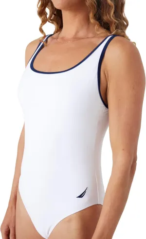 Nautica Women's One Piece Swimsuit  Slimming Tummy Control Bathing Suit, Removable Cups, Adjustable Straps, Quick-Dry Fabric