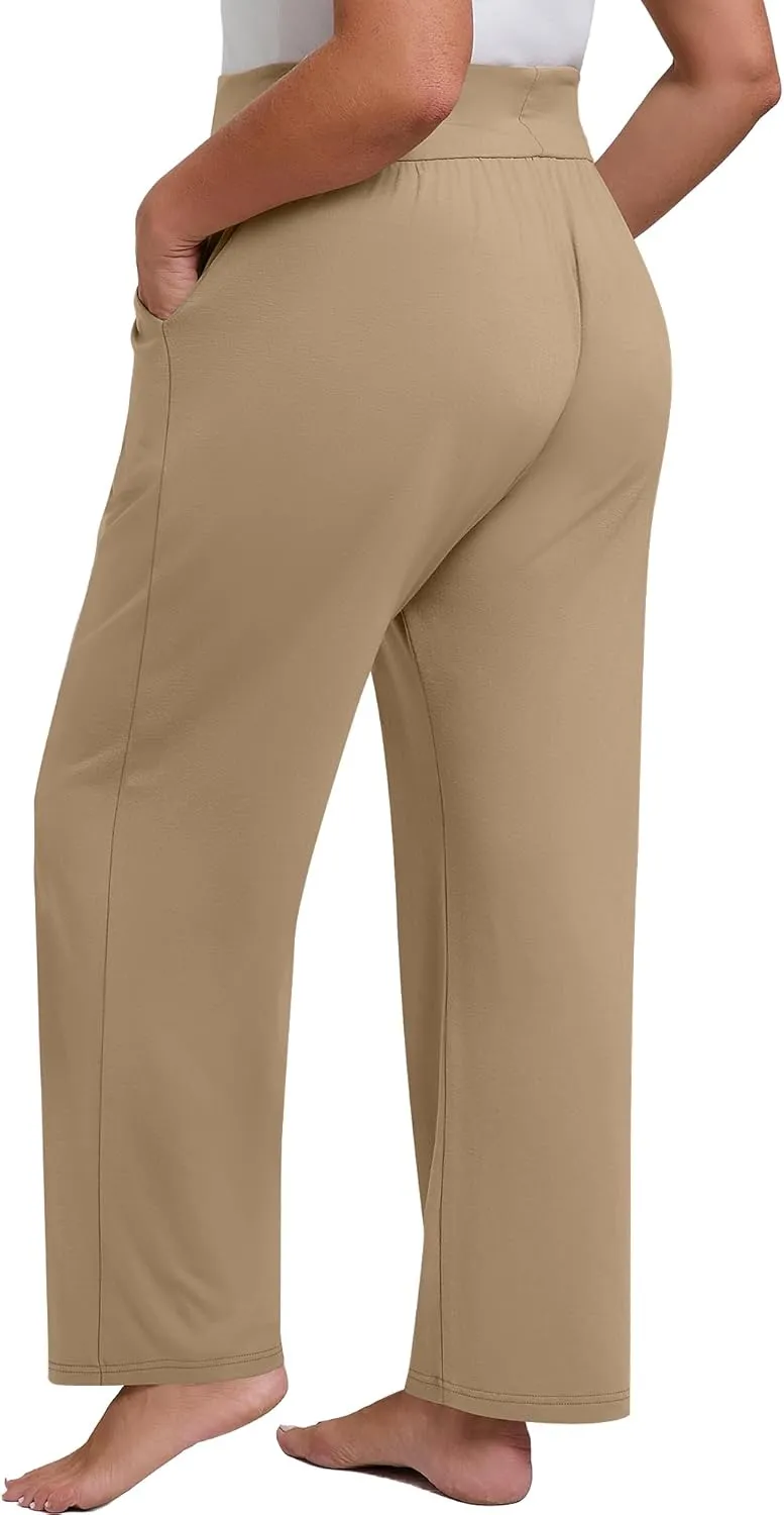 Neer 3 Pack Women's Plus Size Lounge Pants, Wide Leg Yoga Pants Baggy Drawstring Sweatpants with Pockets Casual Loose Jogger