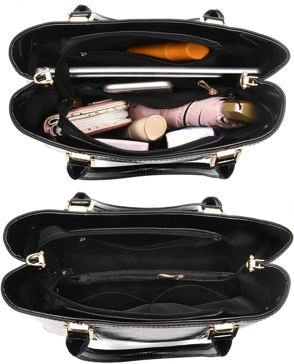 Nevenka Women's Patent Leather Top Handle Large Tote Lady Shoulder Bag Handbag satchel