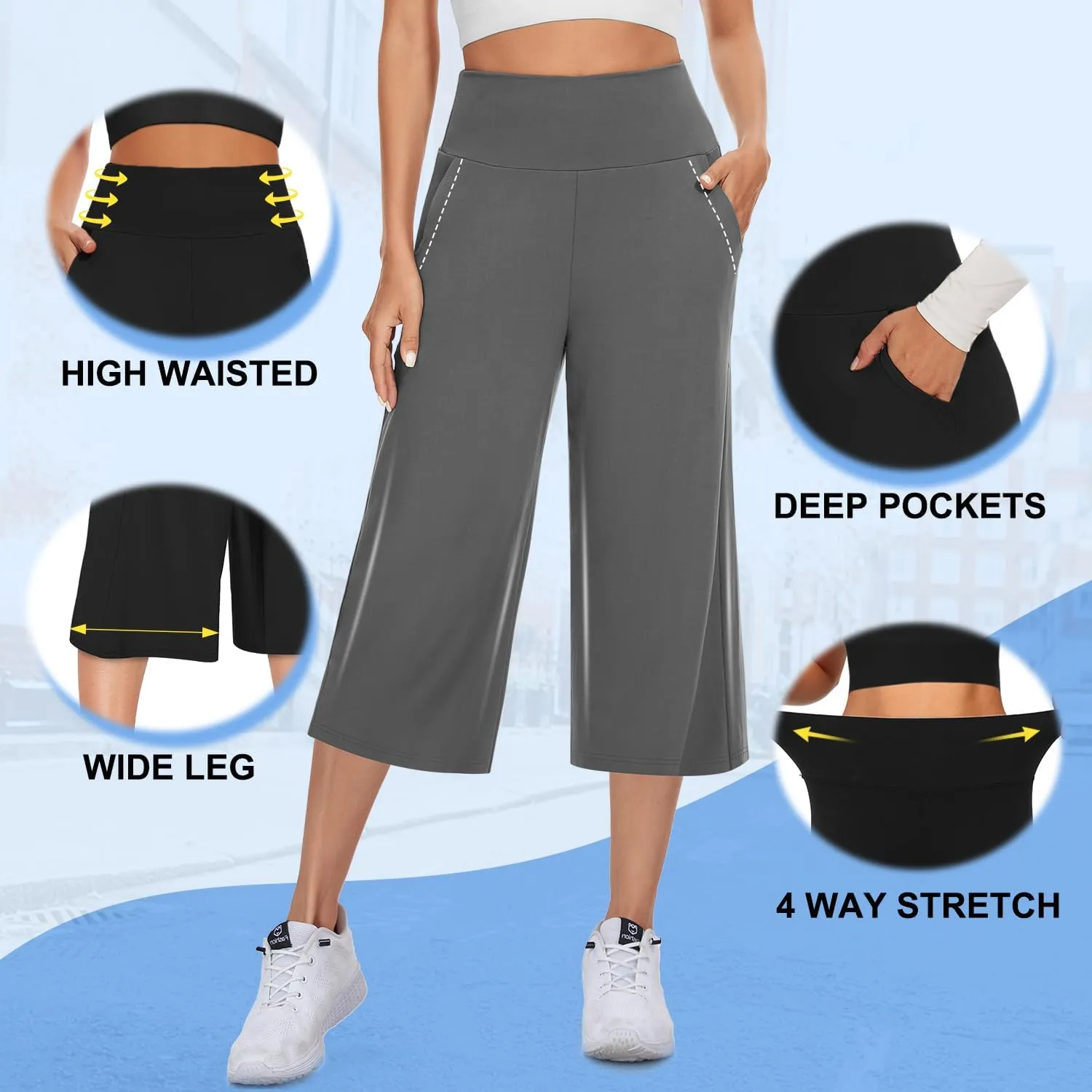 NEW YOUNG 3 Pack Women's Wide Leg Pants with Pockets High Waist Loose Sweatpants Casual Lounge Yoga Workout Palazzo