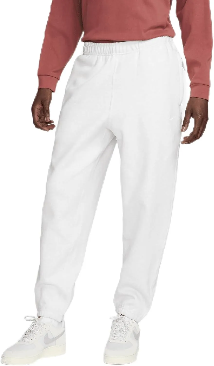 Nike Solo Swoosh Men's Fleece Pants (DX1364-051, Birch Heather/White) Size X-Large