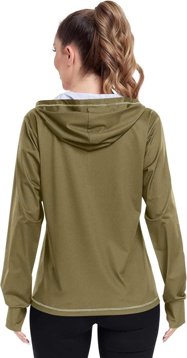 ODAWA Peach Womens Sun Protection Shirts UPF 50  Sun Protection Hoodie Jacket UV Cooling Hoodie Summer Clothing