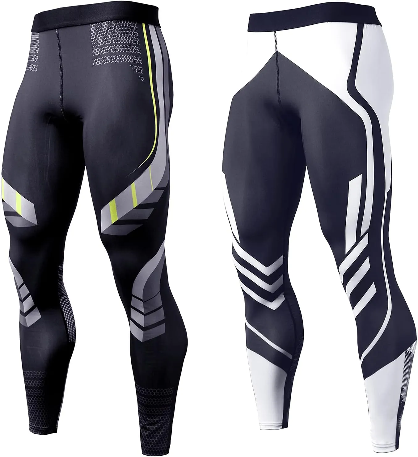 OEBLD Compression Pants Men UV Blocking Running Tights 1 or 2 Pack Gym Yoga Leggings for Athletic Workout