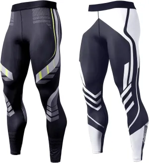 OEBLD Compression Pants Men UV Blocking Running Tights 1 or 2 Pack Gym Yoga Leggings for Athletic Workout