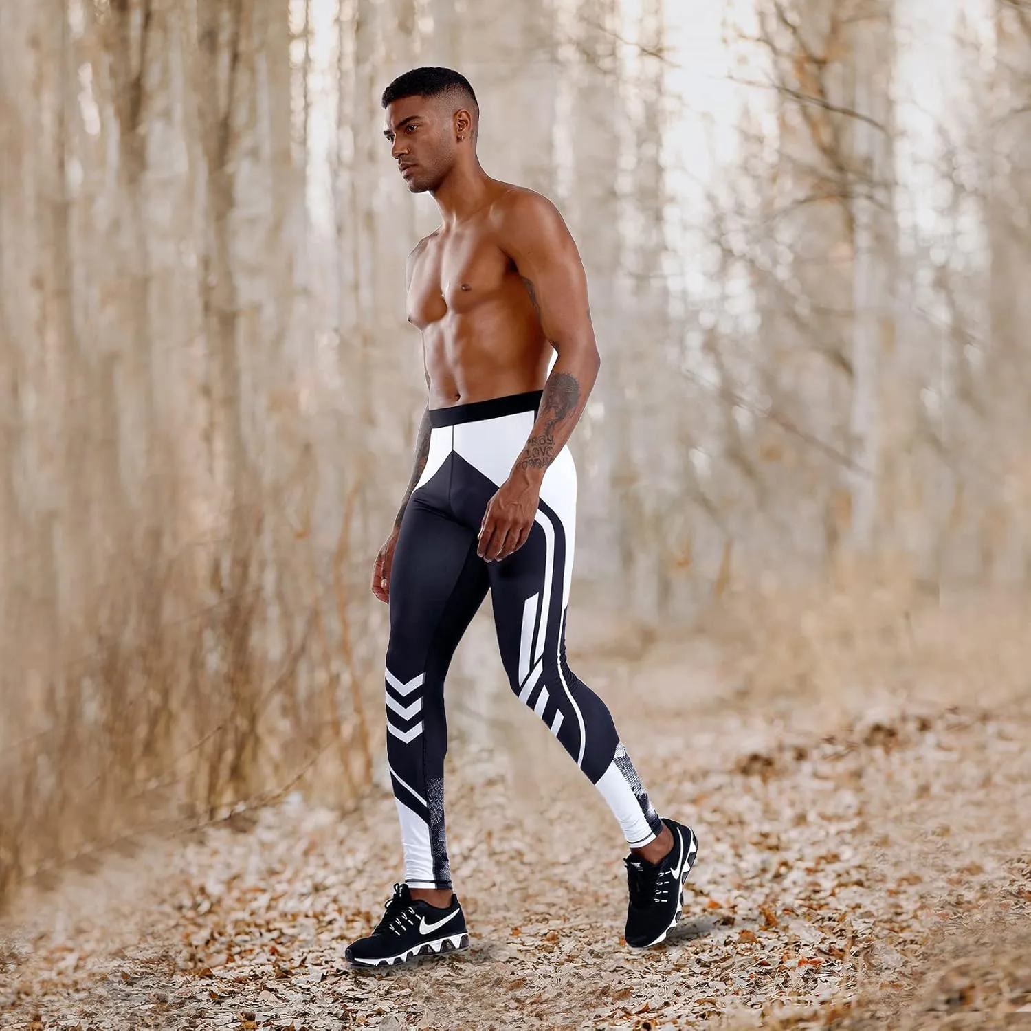 OEBLD Compression Pants Men UV Blocking Running Tights 1 or 2 Pack Gym Yoga Leggings for Athletic Workout