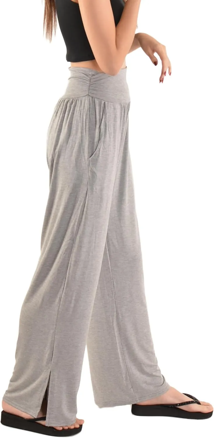 Orient Trail Women's Wide Leg Yoga Pants High Waist Casual Slit Leg Lounge Sweatpants with Pockets Oversized Plus Sizes