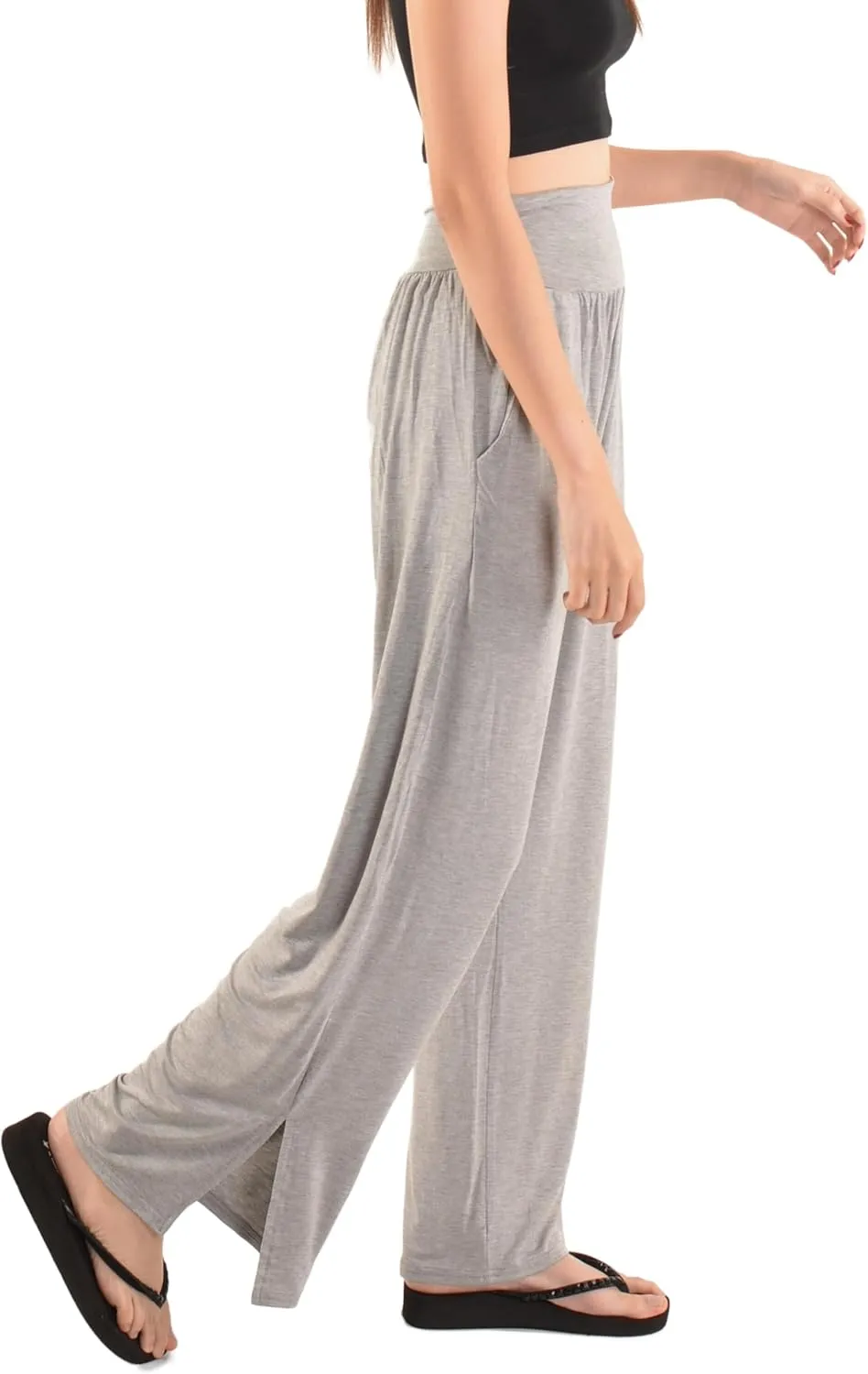 Orient Trail Women's Wide Leg Yoga Pants High Waist Casual Slit Leg Lounge Sweatpants with Pockets Oversized Plus Sizes