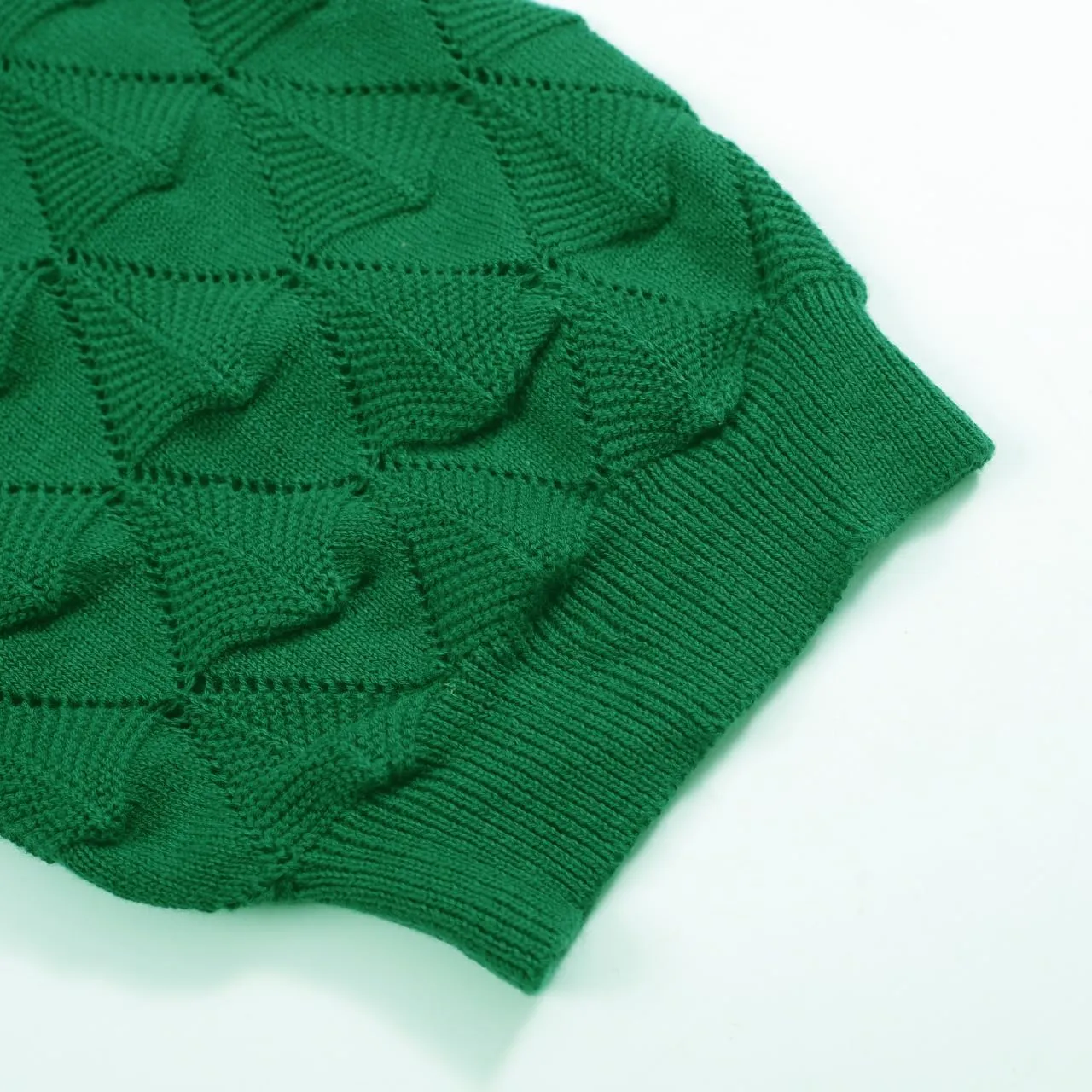 OXKNIT Men's Knitted Vintage Polo Shirt V Neck Button Down Shirts Short Sleeve Dark Green Summer Shirt