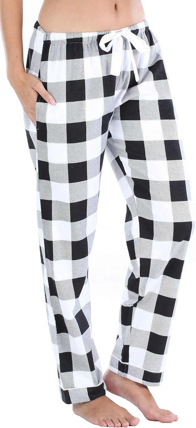 PajamaMania Women's Cotton Flannel Pajama PJ Pants with Pockets