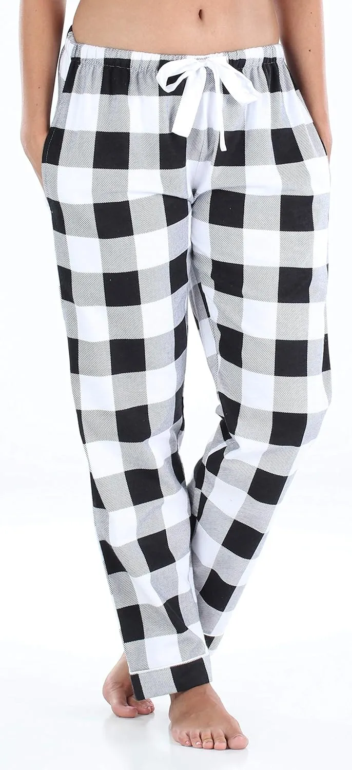 PajamaMania Women's Cotton Flannel Pajama PJ Pants with Pockets