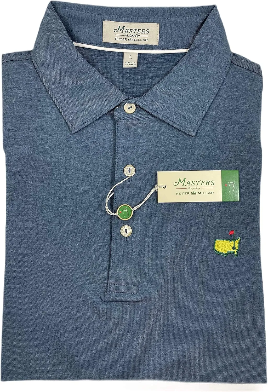 PETER MILLAR 2023 Masters Men's Solid Navy Performance Tech Golf Polo Shirt