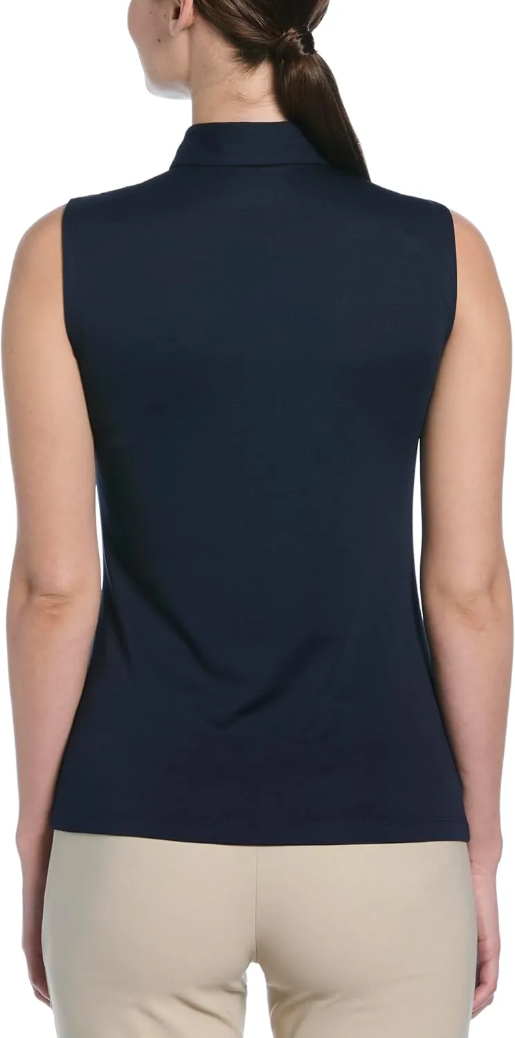 PGA TOUR Women's Airflux Sleeveless Quarter Zip Golf Polo Shirt Moisture-Wicking Fabric