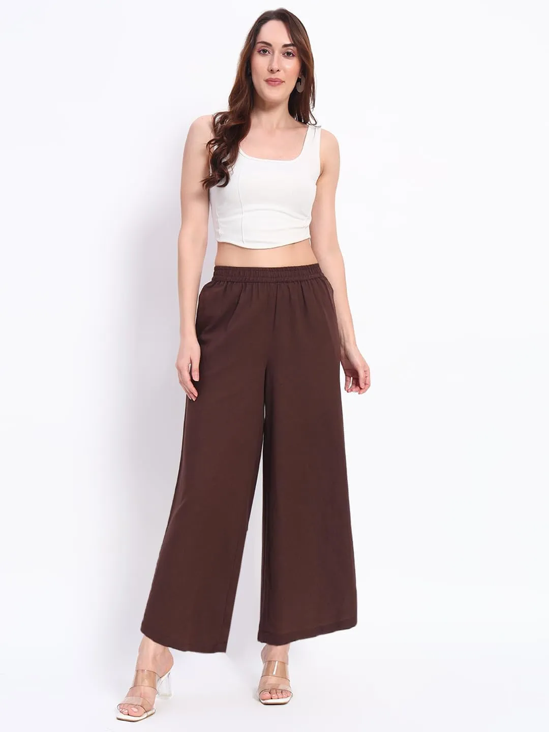 PIDAVLIYA'S Women's Wide Leg Pants Elastic High Waist Casual Yoga Workout Palazzo Pants & Trousers with Pockets