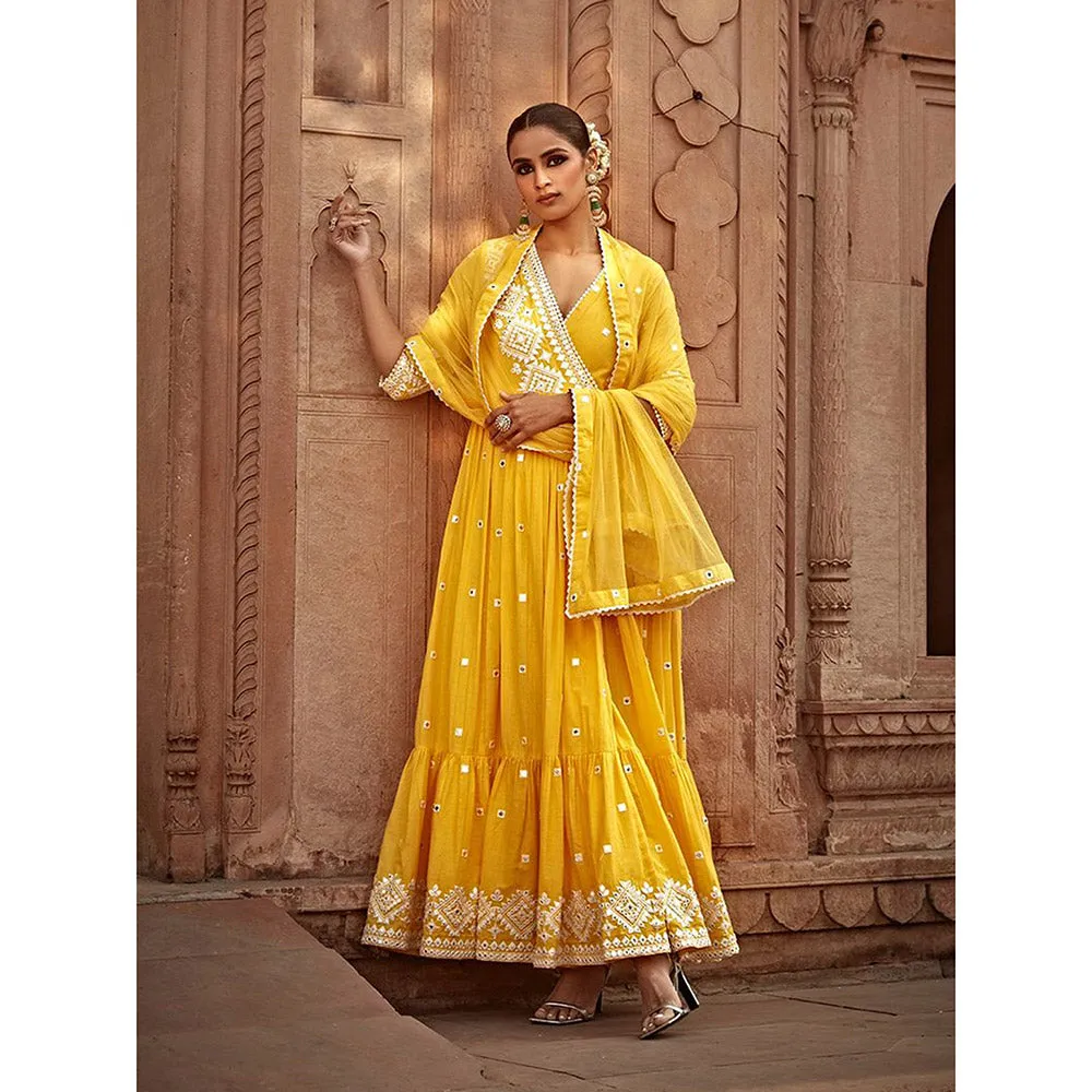 Preevin Yellow Diamond Angrakha (Set of 2)