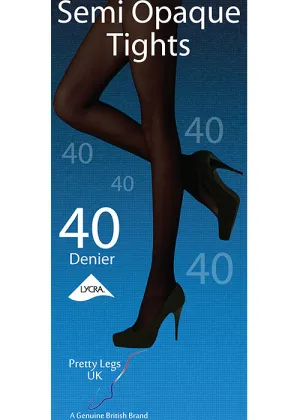 Pretty Legs 40 Denier Semi Opaque Tights - 2 Pair Pack - Free UK delivery