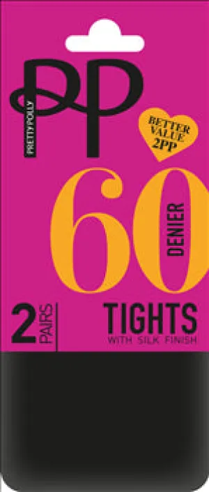 Pretty Polly 60 Denier Opaque Tights- 6 PAIR PACK WITH FREE UK DELIVERY