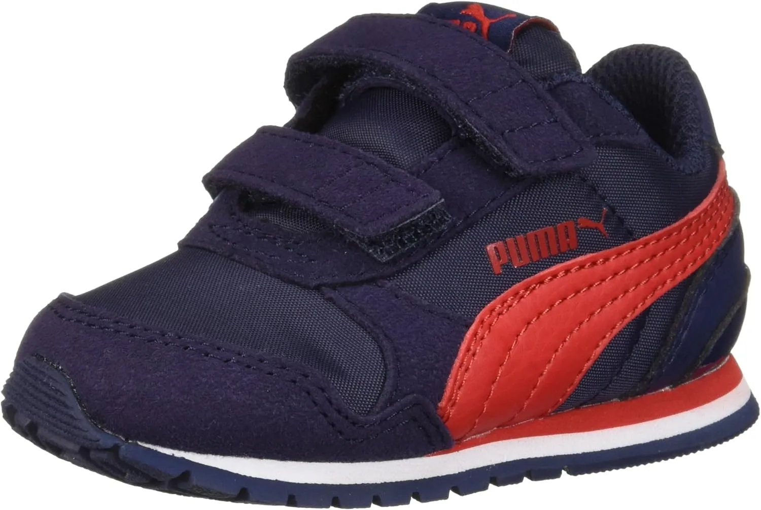 PUMA ST Runner Hook and Loop Sneaker, Peacoat-Ribbon Red, 1 US Unisex Little Kid
