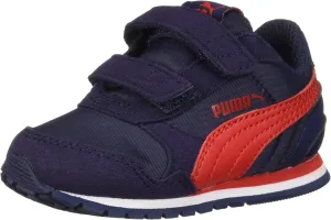 PUMA ST Runner Hook and Loop Sneaker, Peacoat-Ribbon Red, 1 US Unisex Little Kid
