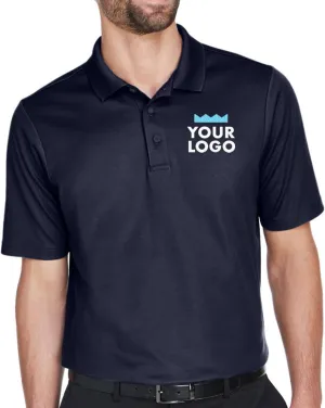 Queensboro Custom Embroidered Logo Polo Shirt. Men's Luxury Hybrid Jersey Polo. Cotton-Poly Blend. Classic Fit.