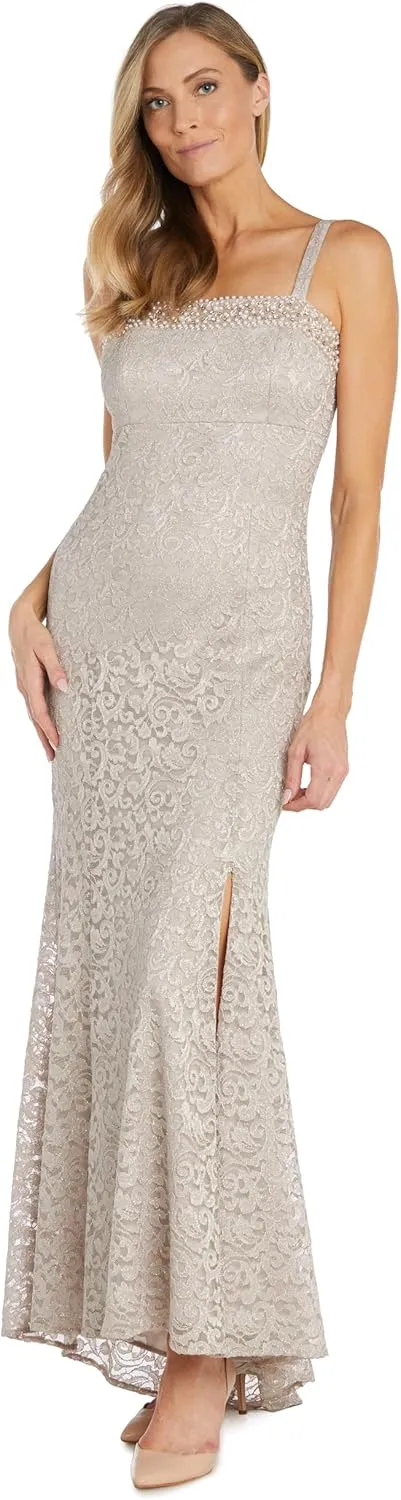 R&M Richards Women's Luxe Pearl Grace Gown Set