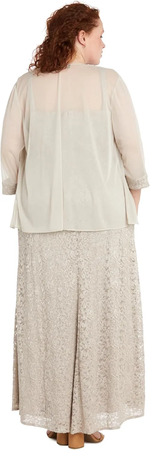 R&M Richards Women's Luxe Pearl Grace Gown Set