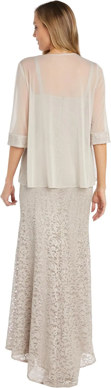 R&M Richards Women's Luxe Pearl Grace Gown Set