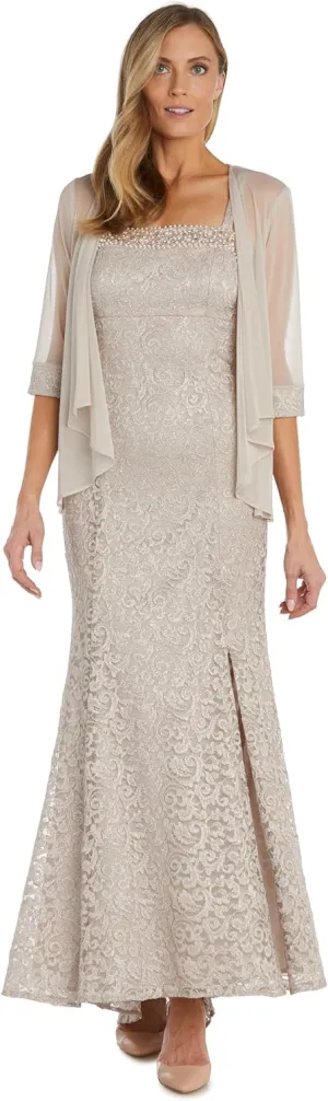 R&M Richards Women's Luxe Pearl Grace Gown Set