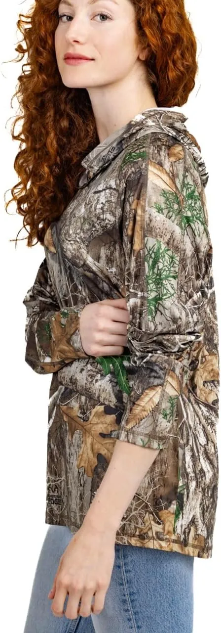 Realtree Women's Camo UV Protection Shirts and Hoodies Long Sleeve for Hunting, Fishing, Running and Hiking