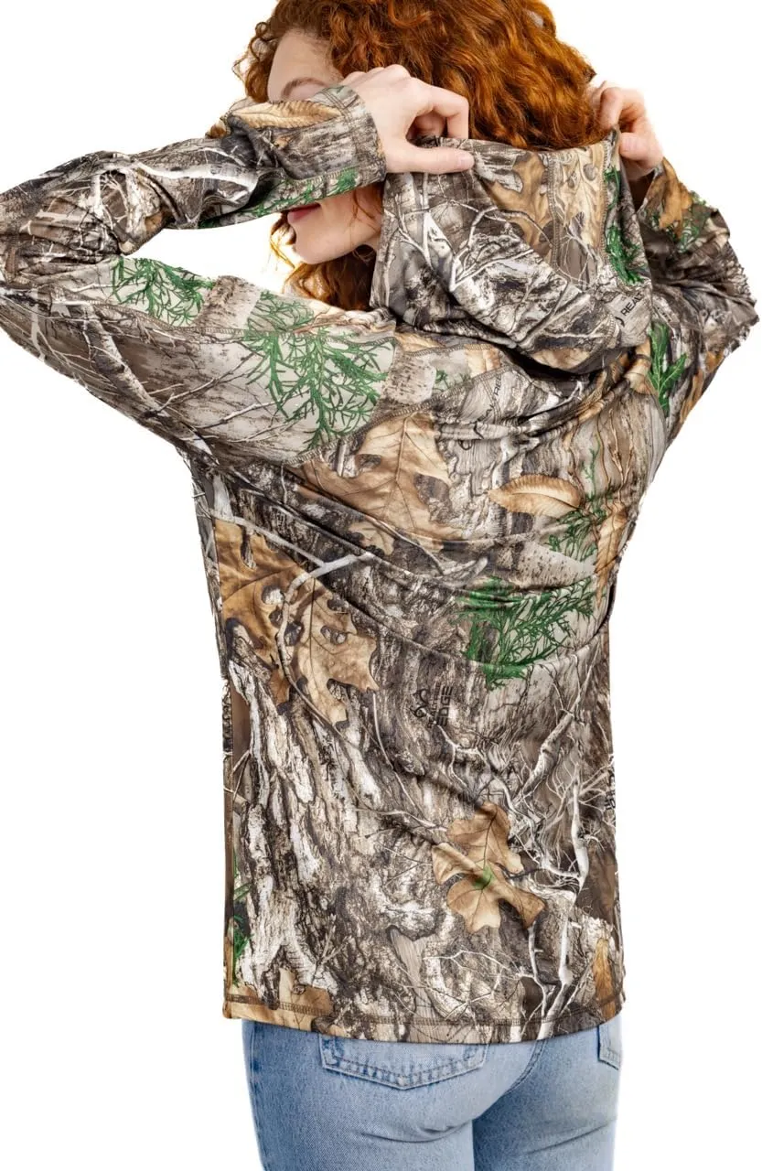 Realtree Women's Camo UV Protection Shirts and Hoodies Long Sleeve for Hunting, Fishing, Running and Hiking