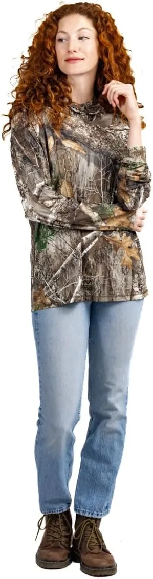 Realtree Women's Camo UV Protection Shirts and Hoodies Long Sleeve for Hunting, Fishing, Running and Hiking