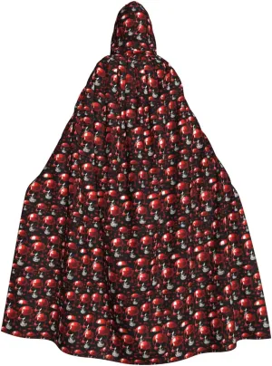 Red Skeletons print Hooded cape for adults, Oversized Hooded Cloak with Bow Tie, Adult party dress cape