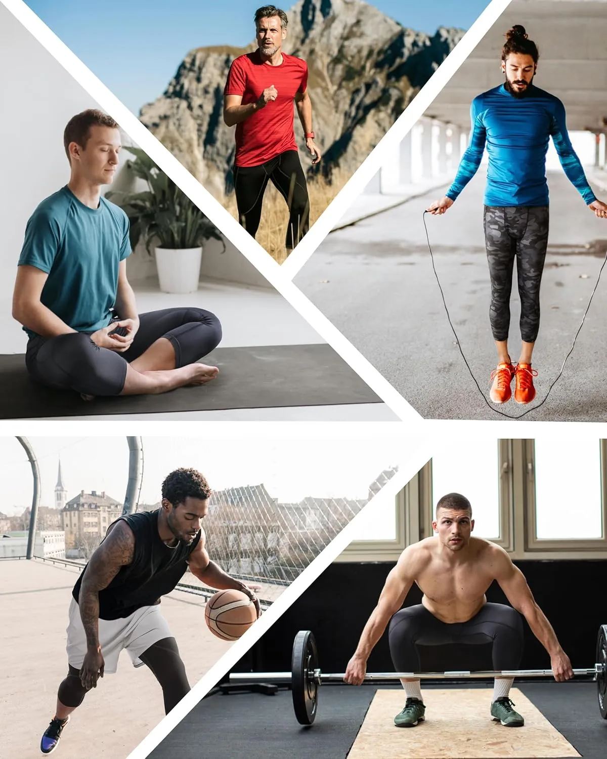 Roadbox Mens 3/4 Compression Pants with Pockets, 1/2 Pack Athletic Running Legging Tights, Workout Basketball Gym Base Layer