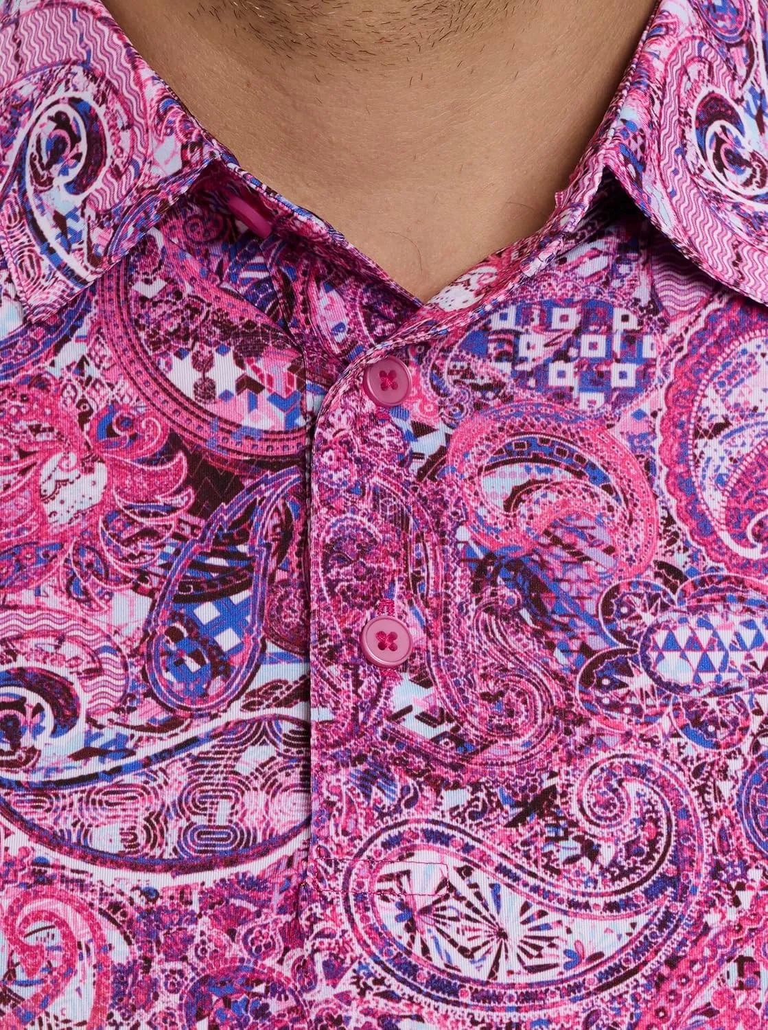 Robert Graham Men's Golden Paisley Short Sleeve Knit Polo Shirt