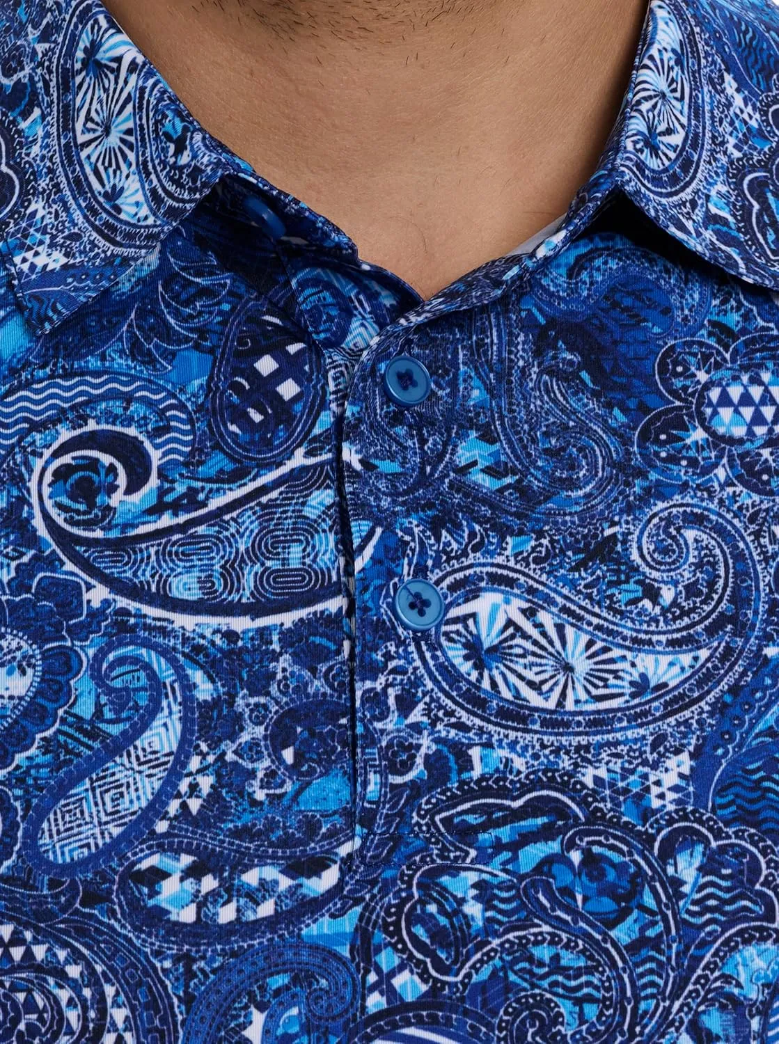 Robert Graham Men's Golden Paisley Short Sleeve Knit Polo Shirt