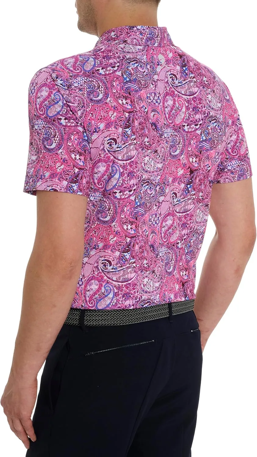 Robert Graham Men's Golden Paisley Short Sleeve Knit Polo Shirt