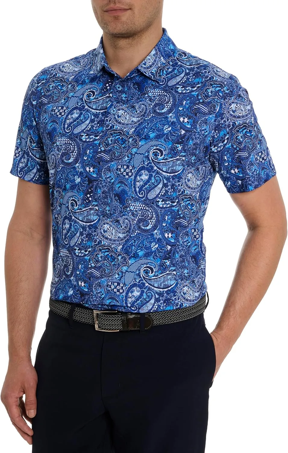 Robert Graham Men's Golden Paisley Short Sleeve Knit Polo Shirt