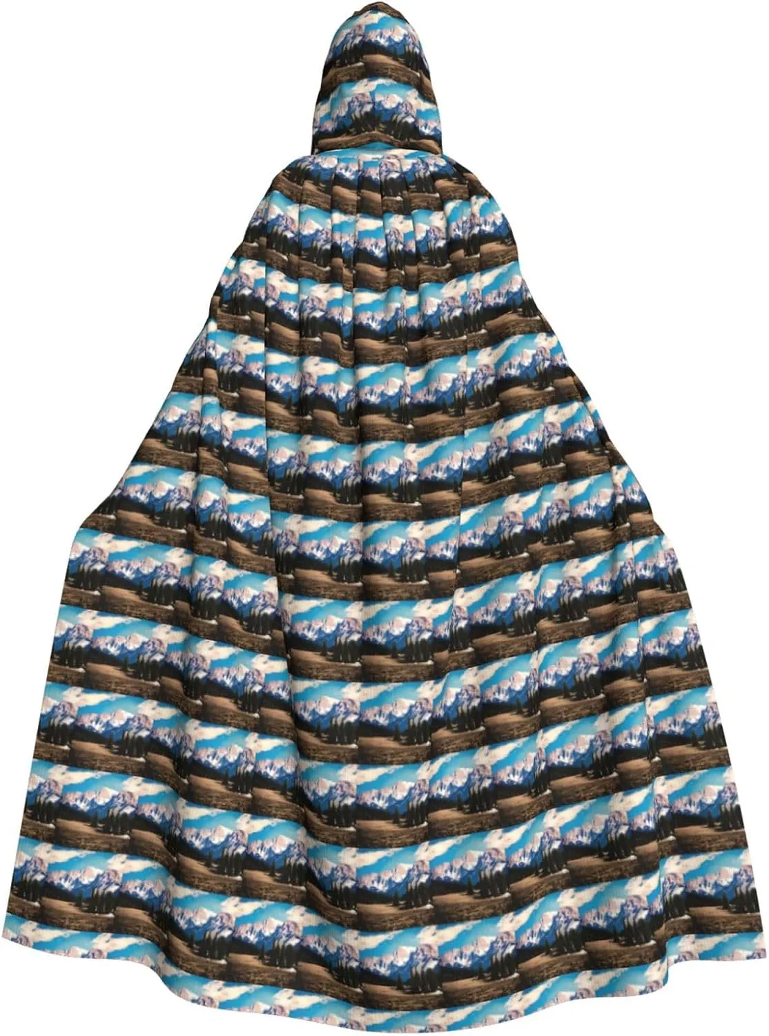 Rocky Mountains print Hooded cape for adults, Oversized Hooded Cloak with Bow Tie, Adult party dress cape