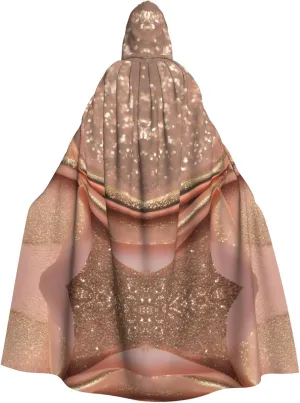 rose gold glitter print Hooded cape for adults, Oversized Hooded Cloak with Bow Tie, Adult party dress cape