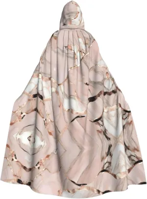 Rose Gold Marble print Hooded cape for adults, Oversized Hooded Cloak with Bow Tie, Adult party dress cape
