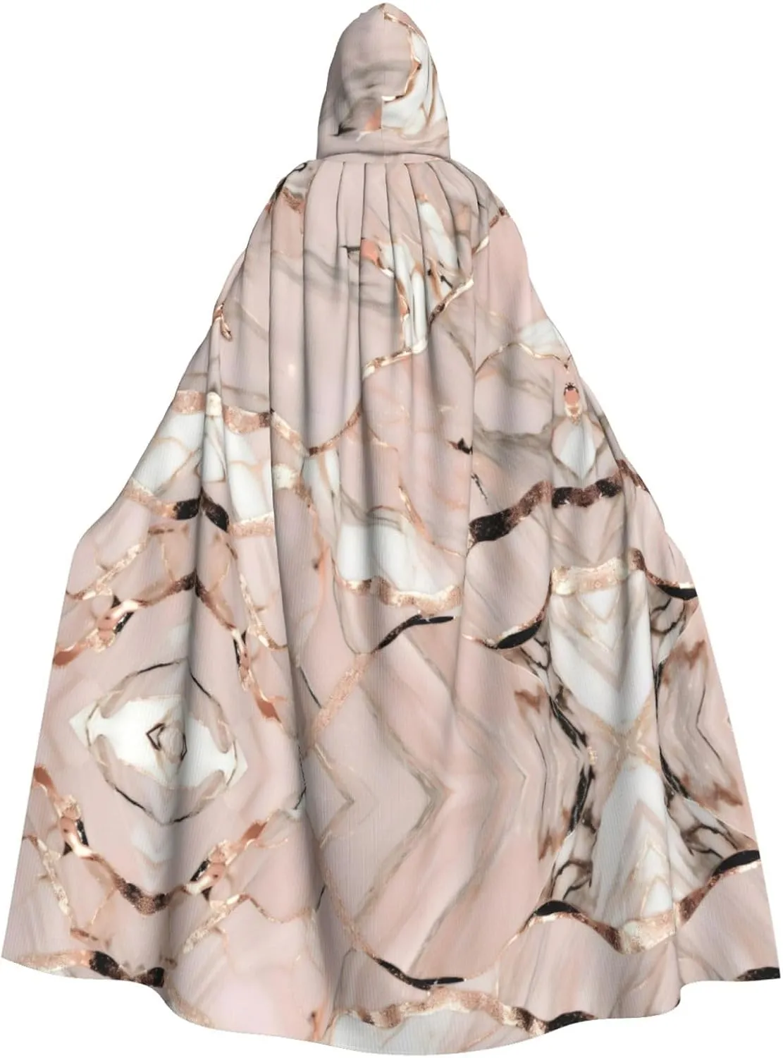 Rose Gold Marble print Hooded cape for adults, Oversized Hooded Cloak with Bow Tie, Adult party dress cape