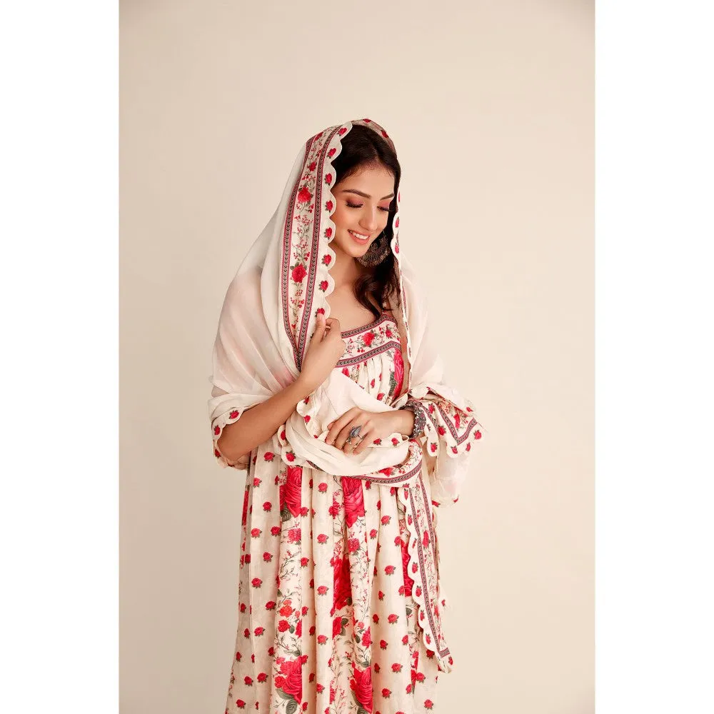 Roze Mehak Chanderi Kurta (Set of 3)