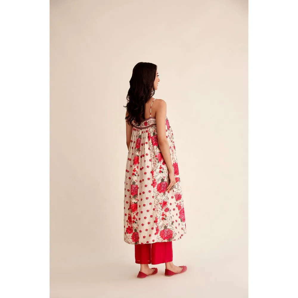 Roze Mehak Chanderi Kurta (Set of 3)
