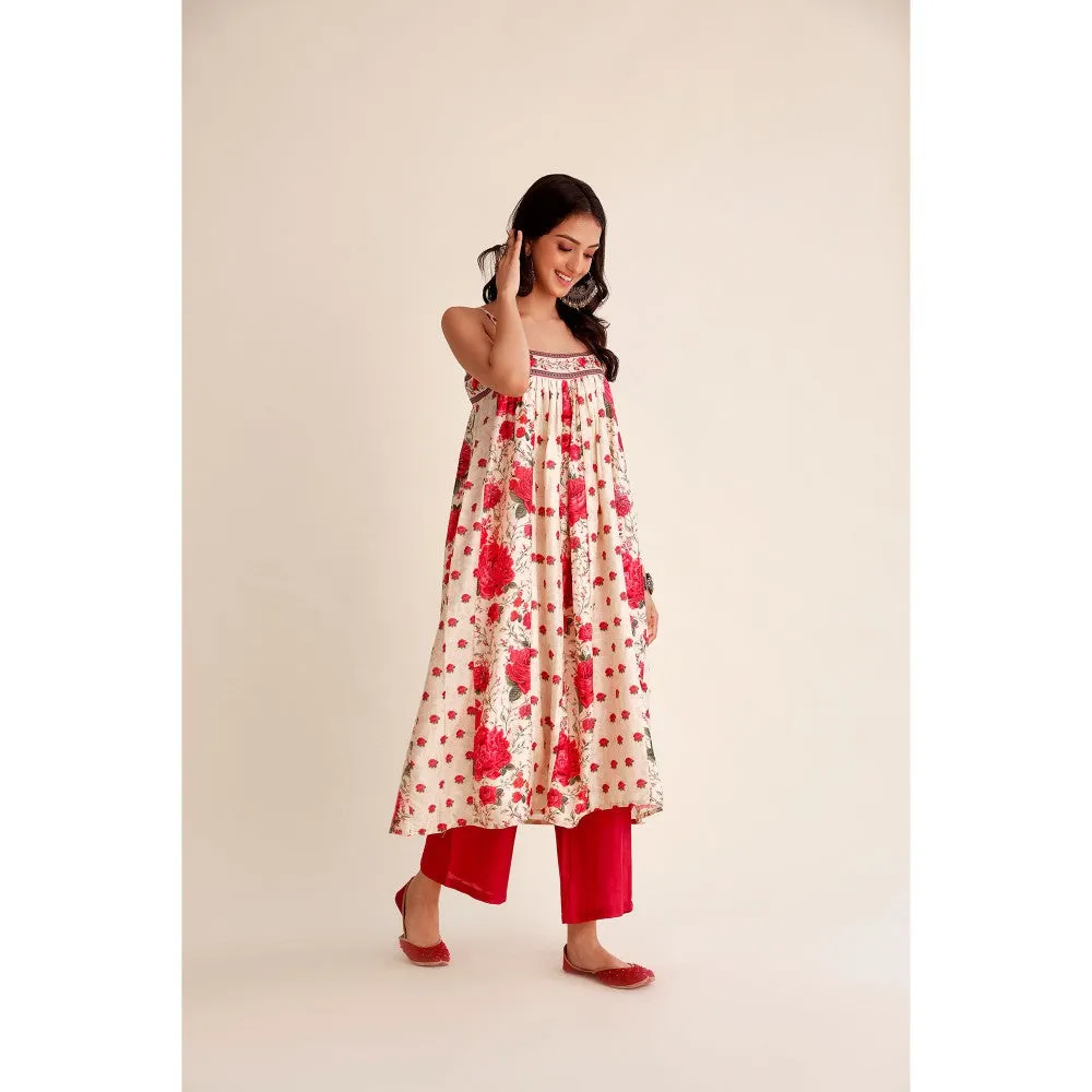 Roze Mehak Chanderi Kurta (Set of 3)