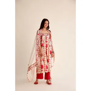 Roze Mehak Chanderi Kurta (Set of 3)