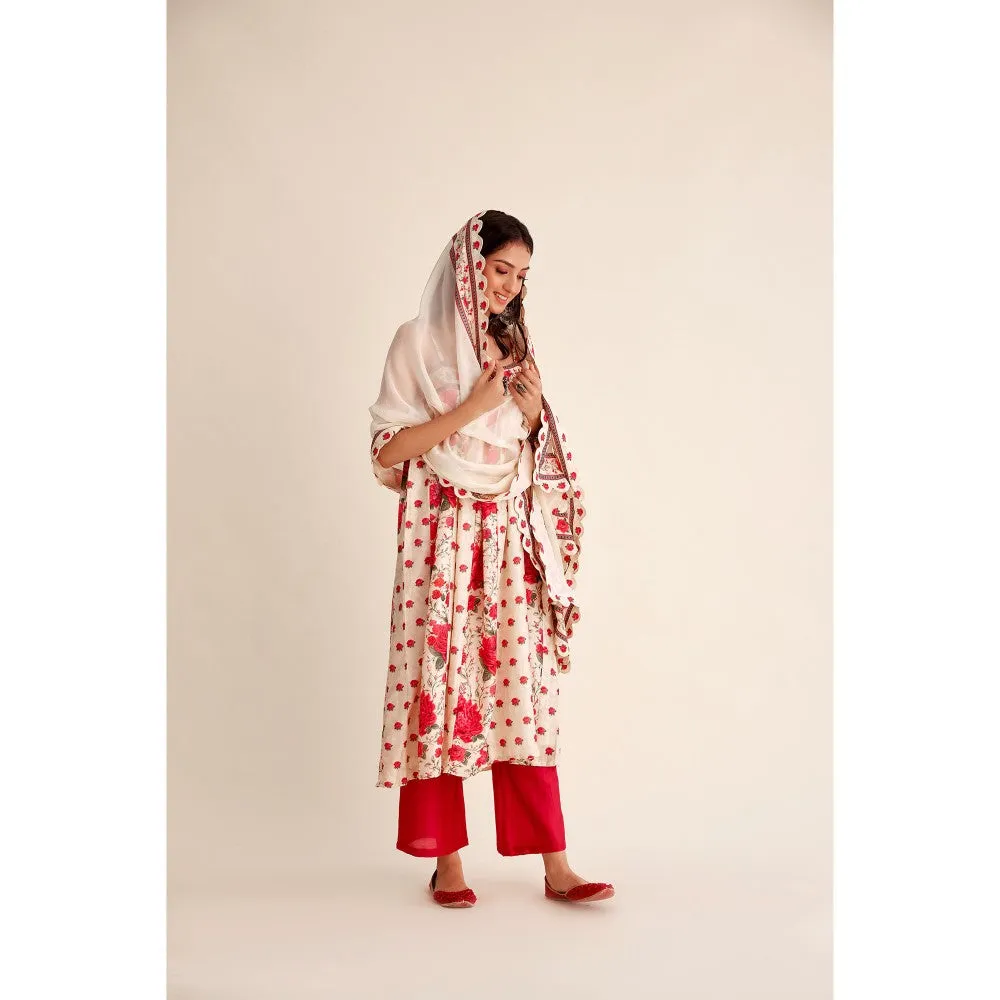Roze Mehak Chanderi Kurta (Set of 3)